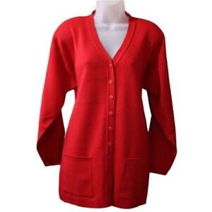 KL Collection Red Cardigan Sweater Vintage 90s USA Small